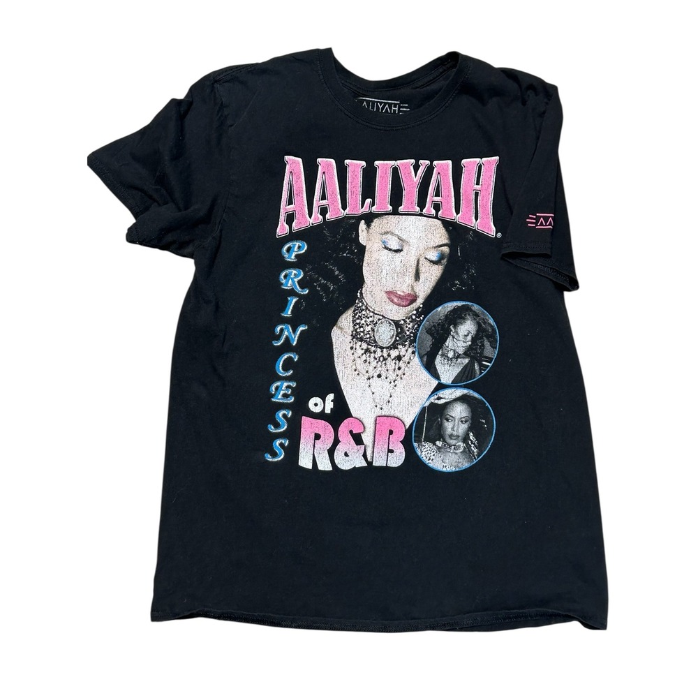 Aaliyah Princess of‎ R&B Graphic Print Black Short Sleeve T-Shirt Large